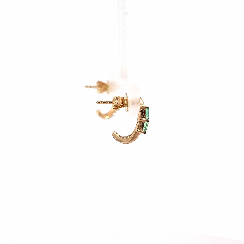 Thumbnail: 14ct Yellow Gold Emerald & Diamond Drop Studs