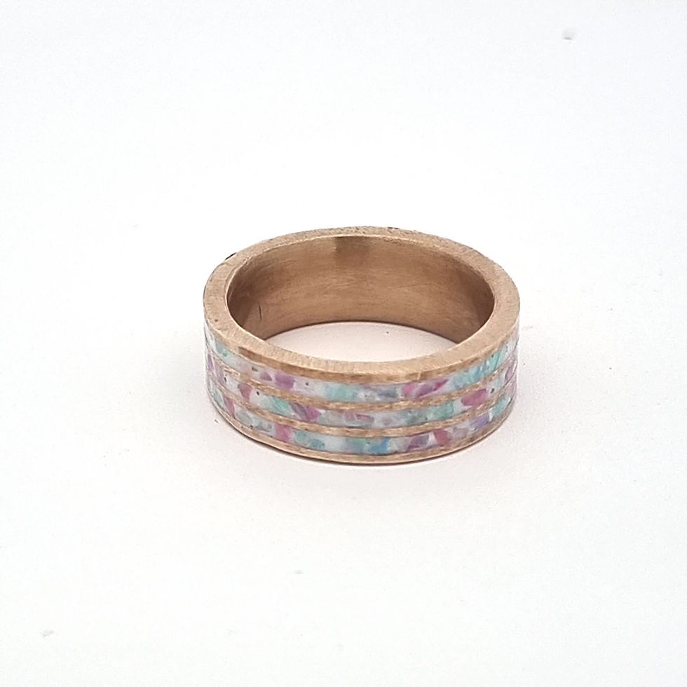 Thumbnail: 9ct Yellow Gold Three Row Australian Opal Ring