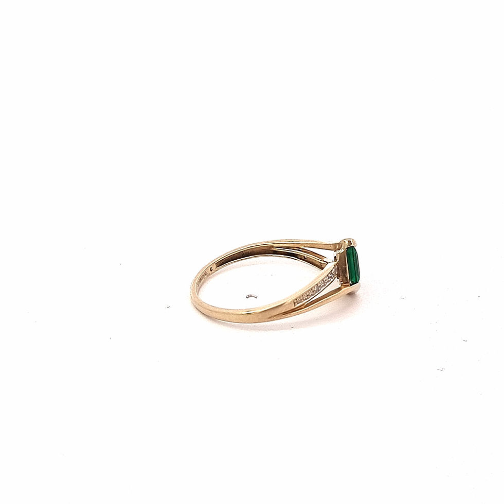 Thumbnail: 9ct Yellow Gold Diagonal Emerald & Diamond Ring