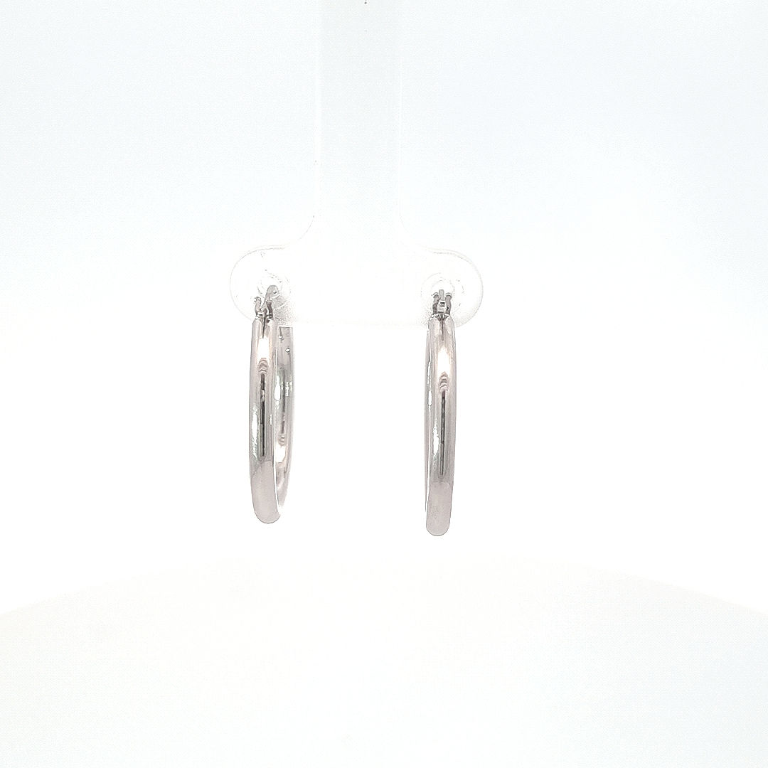 9ct White Gold Oval Creole Hoop Earrings