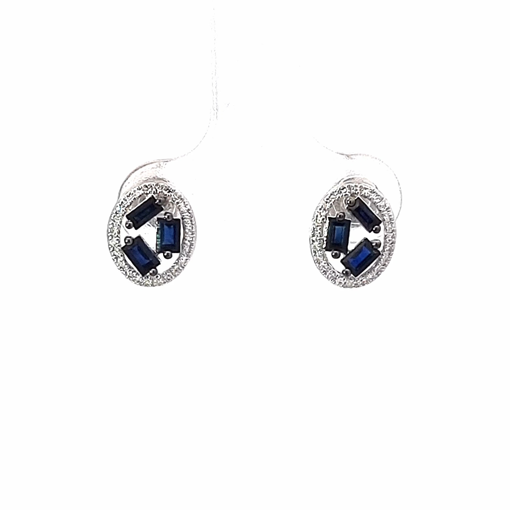 9ct White Gold Sapphire & Diamond Earrings
