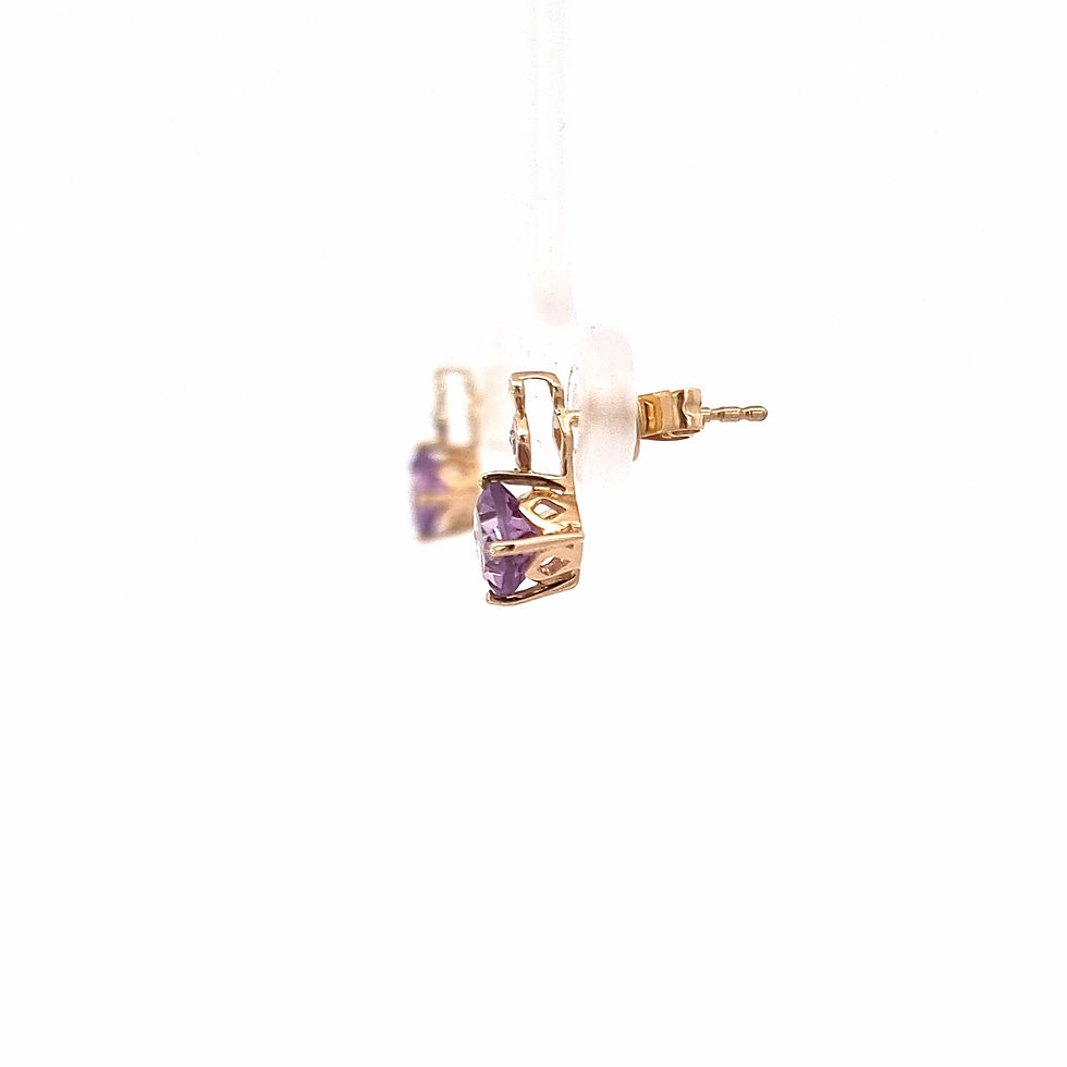 Thumbnail: 14ct Yellow Gold Amethyst & Diamond Drop Studs