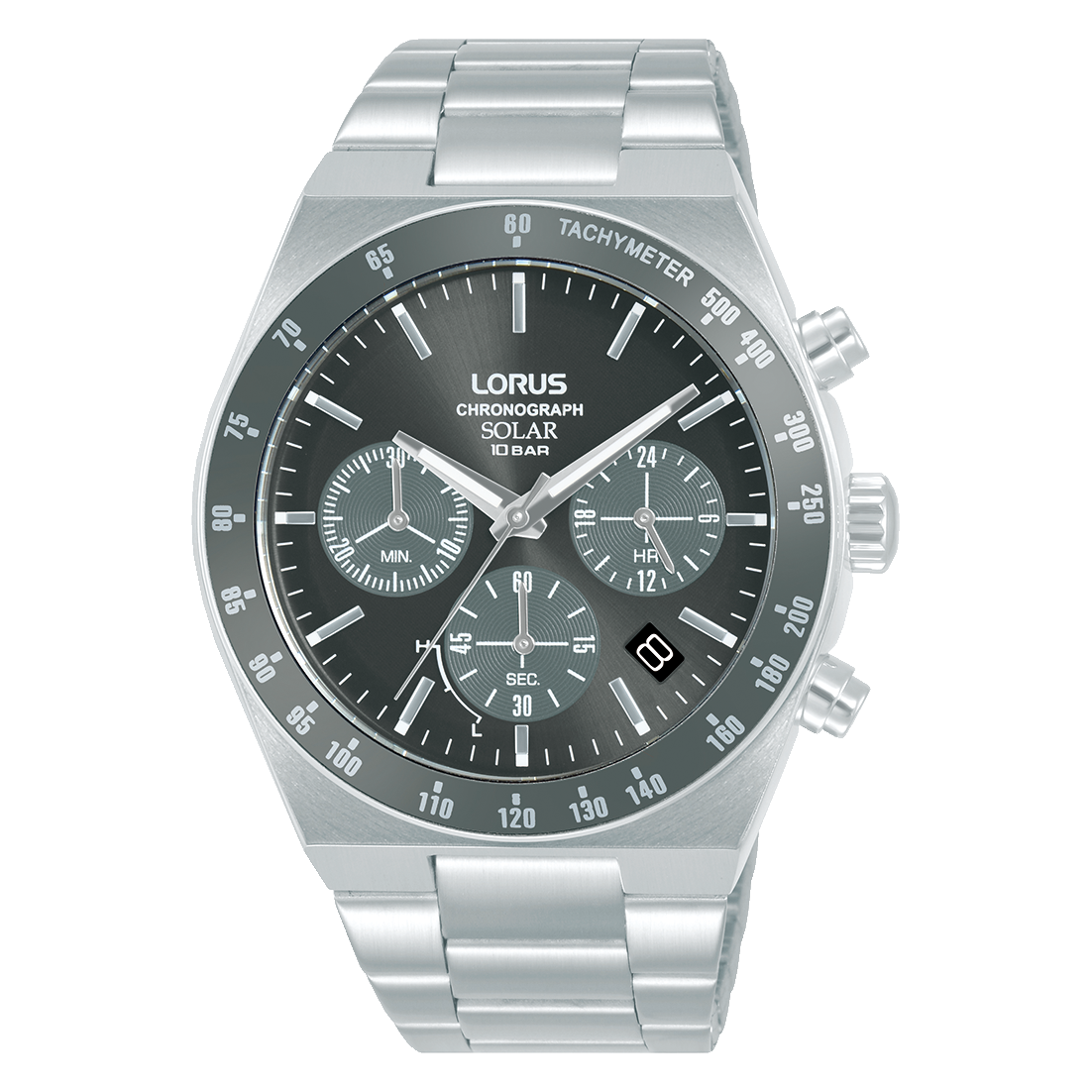 Gents Lorus Solar Grey Chronograph Watch