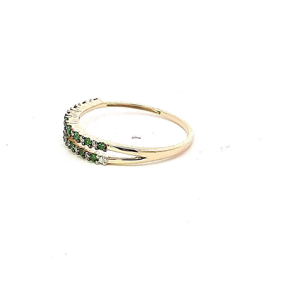 Thumbnail: 9ct Yellow Gold Tsavorite & Diamond Ring
