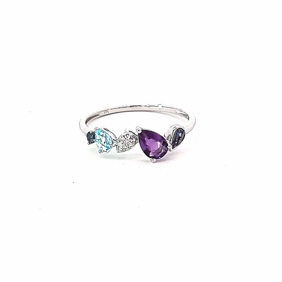 9ct White Gold Sapphire, Swiss Blue Topaz, Amethyst, London Blue Topaz & Diamond
