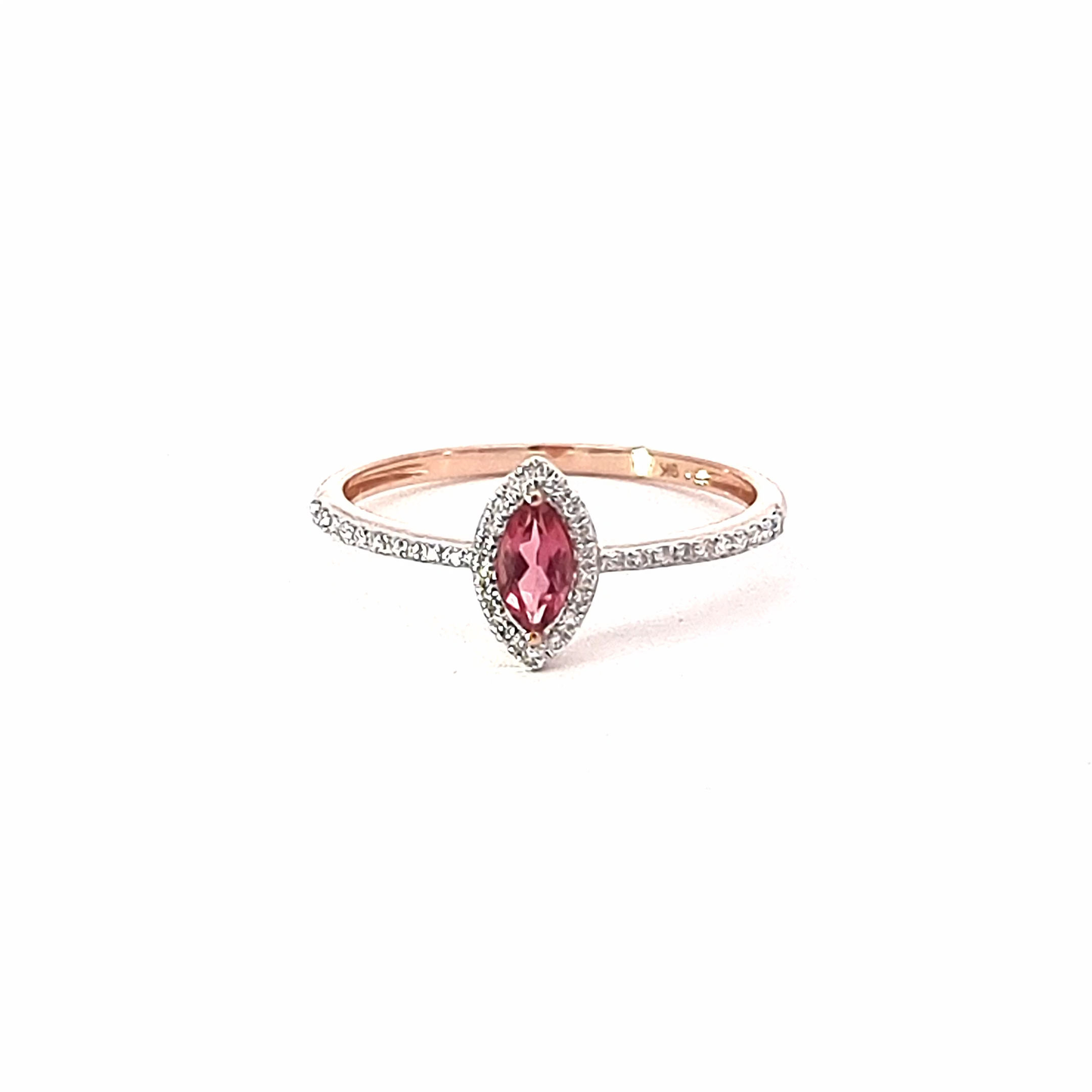 9ct Rose Gold Pink Tourmaline & Diamond Ring