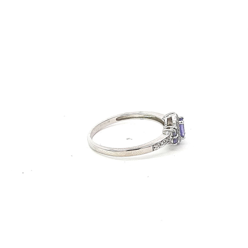 Thumbnail: 9ct White Gold Amethyst & Diamond Ring