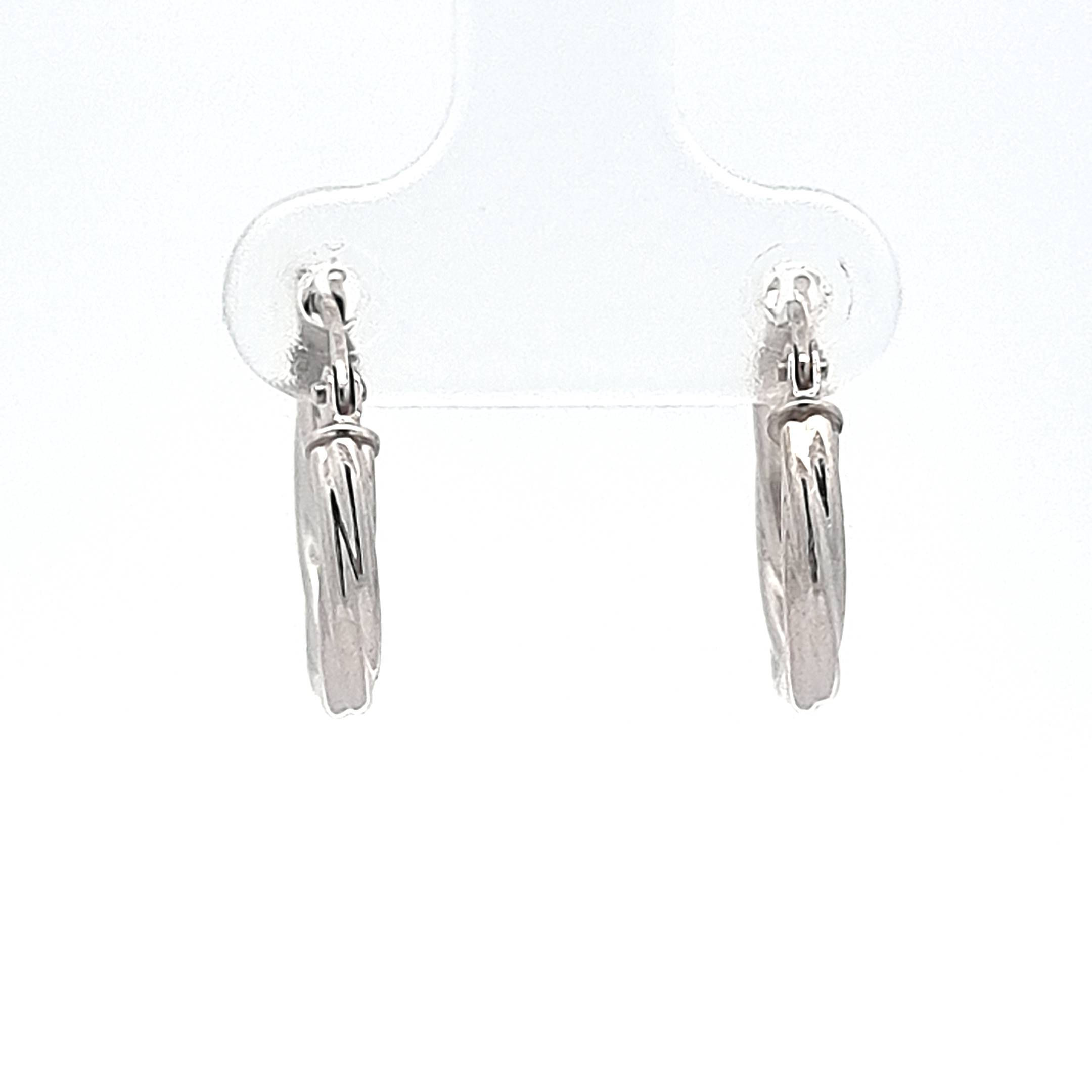 9ct White Gold Twisted Hoops