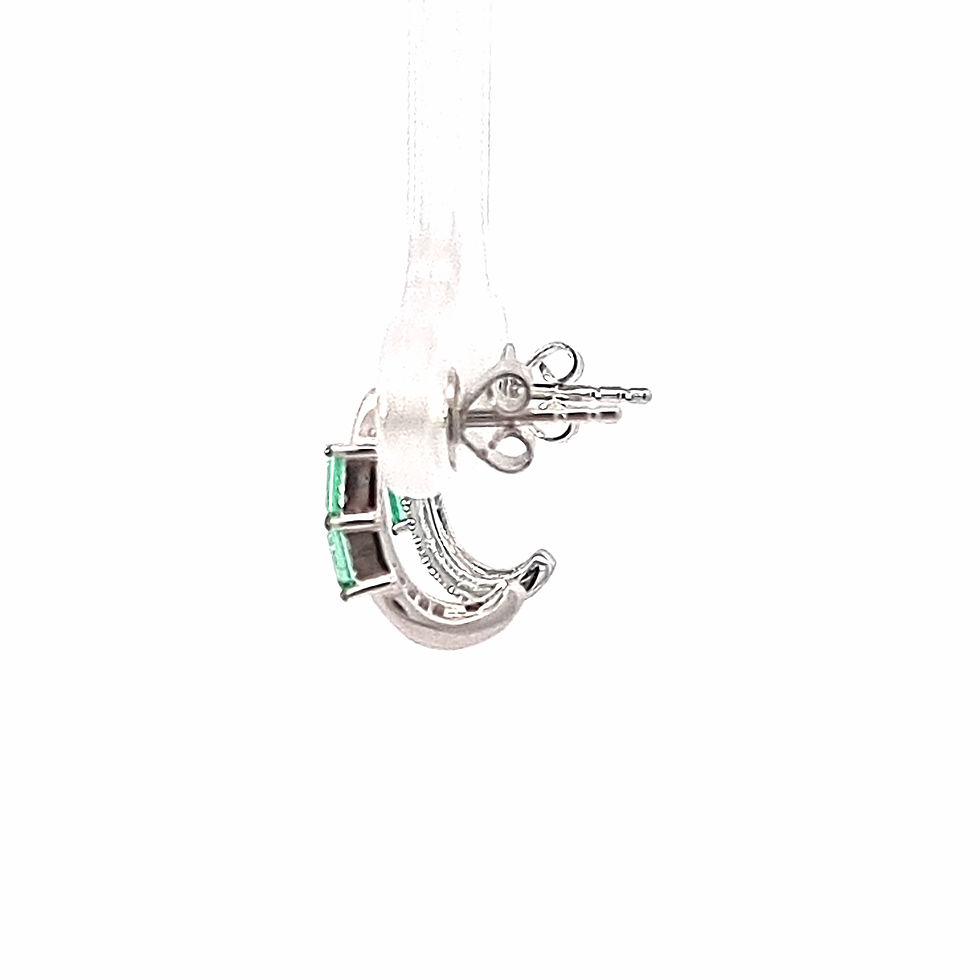 Thumbnail: 9ct White Gold Emerald & Diamond Earrings