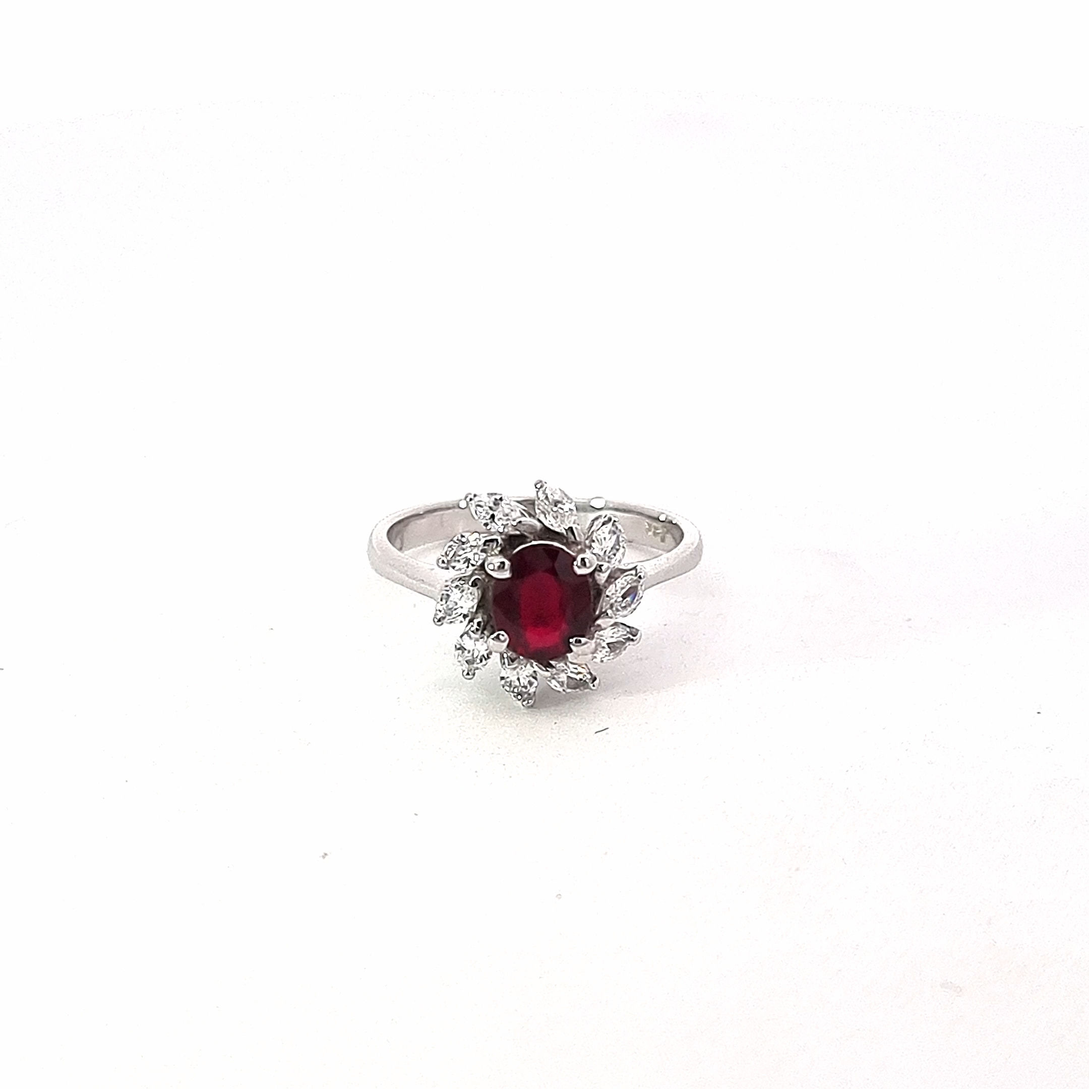 14ct White Gold Ruby & Diamond Ring