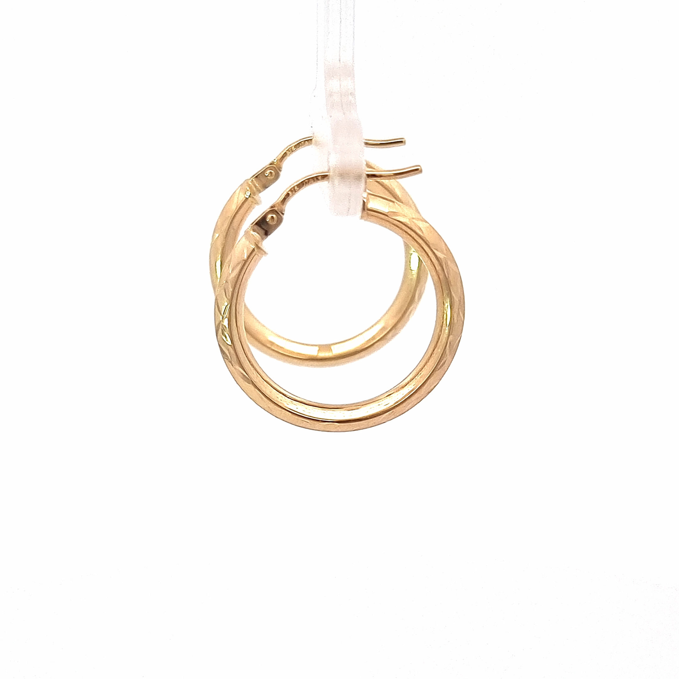 9ct Yellow Gold Patterned Hoop Earrings