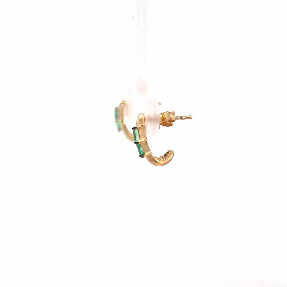 Thumbnail: 14ct Yellow Gold Emerald & Diamond Drop Studs