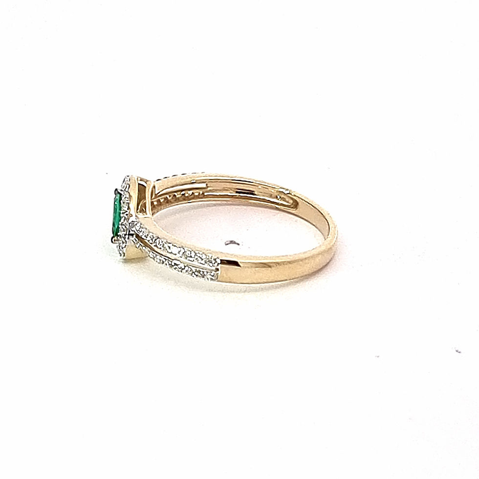 Thumbnail: 9ct Yellow Gold Emerald & Diamond Ring