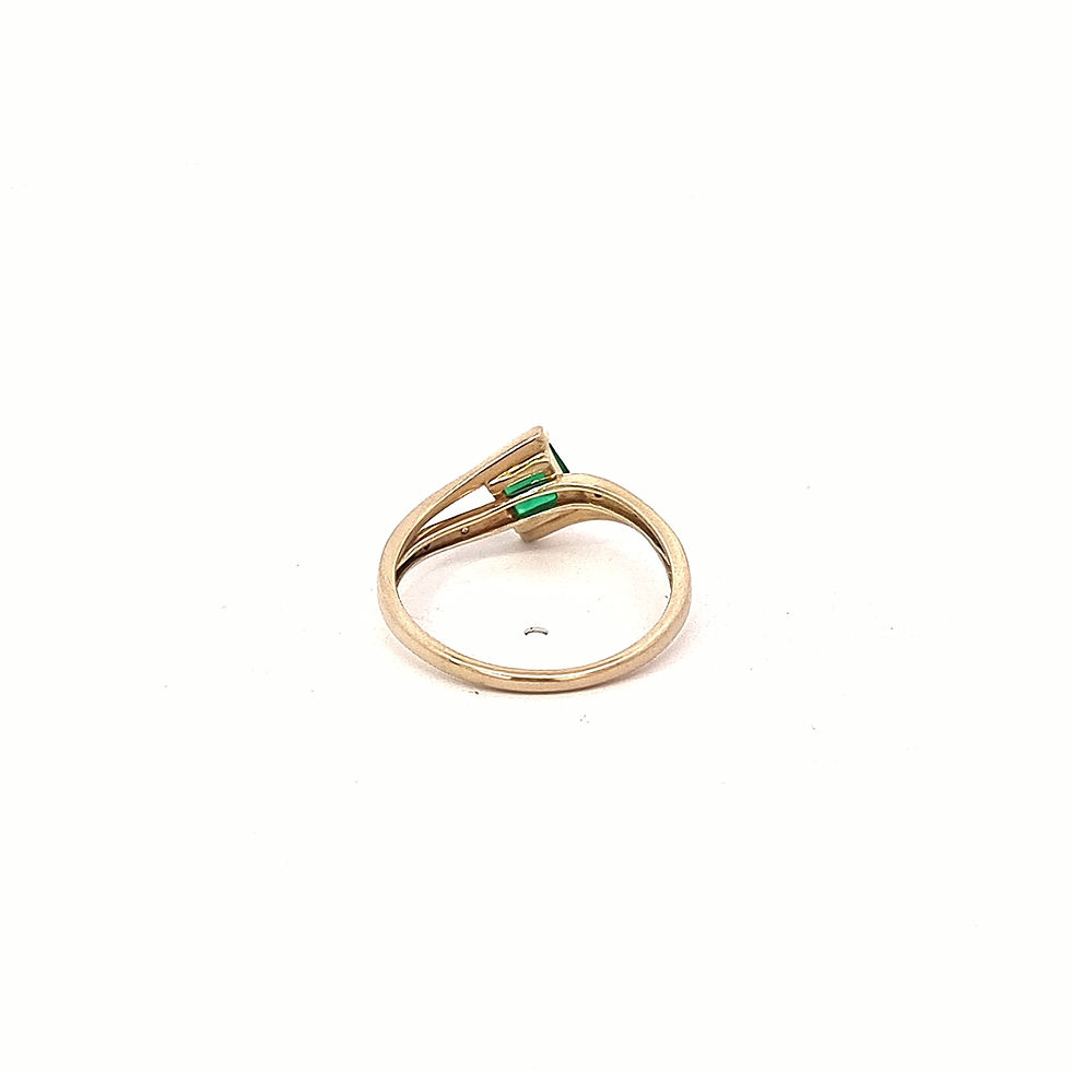 Thumbnail: 9ct Yellow Gold Diagonal Emerald & Diamond Ring