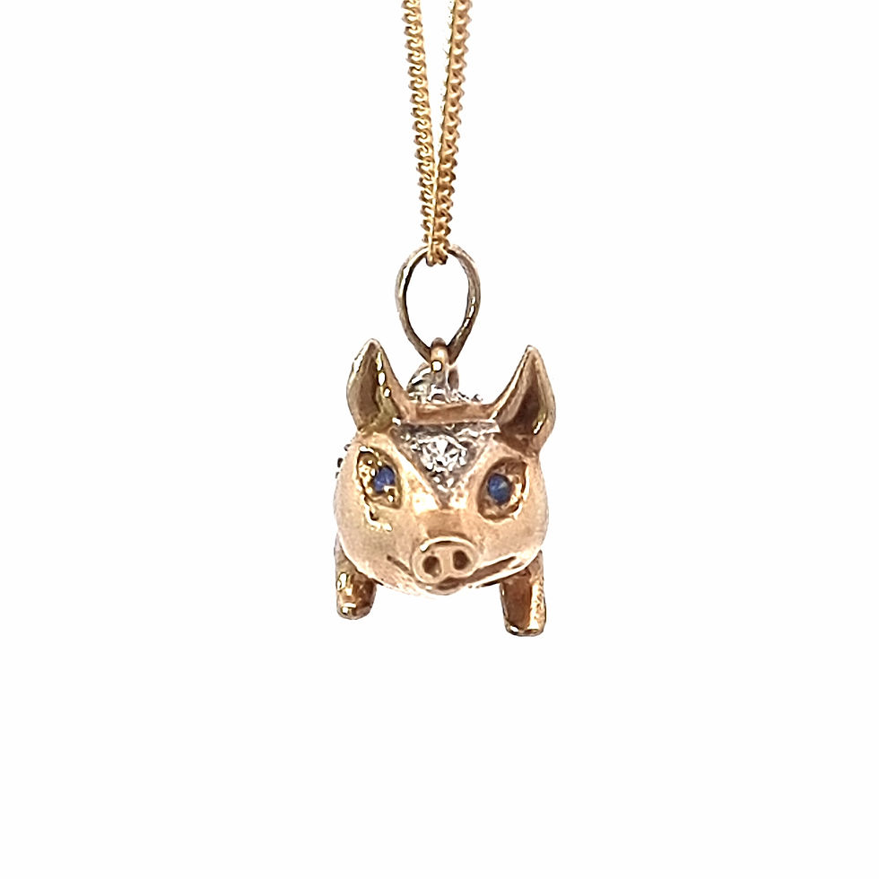 Thumbnail: 9ct Yellow Gold Cubic Zirconia's Pig Pendant