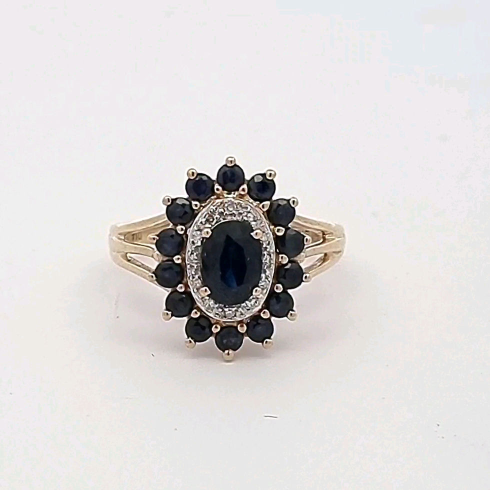 9ct Yellow Gold Sapphire & Diamond Ring
