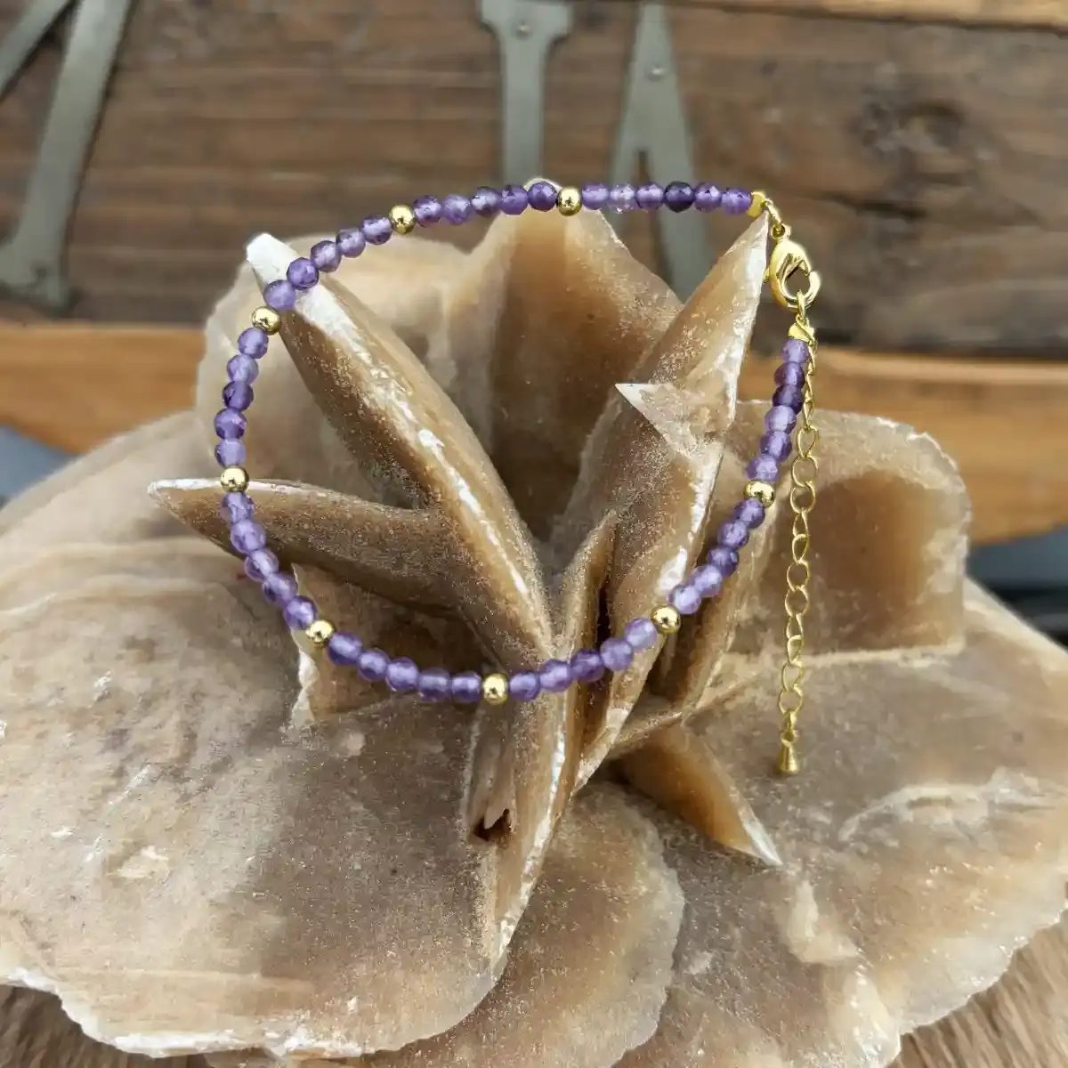 Bracelet doré Amara Améthyste 3mm – Réceptivité et Connexion angélique