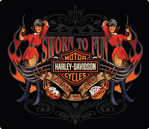 H-D Sworn to Fun Babes Embossed Tin Sign