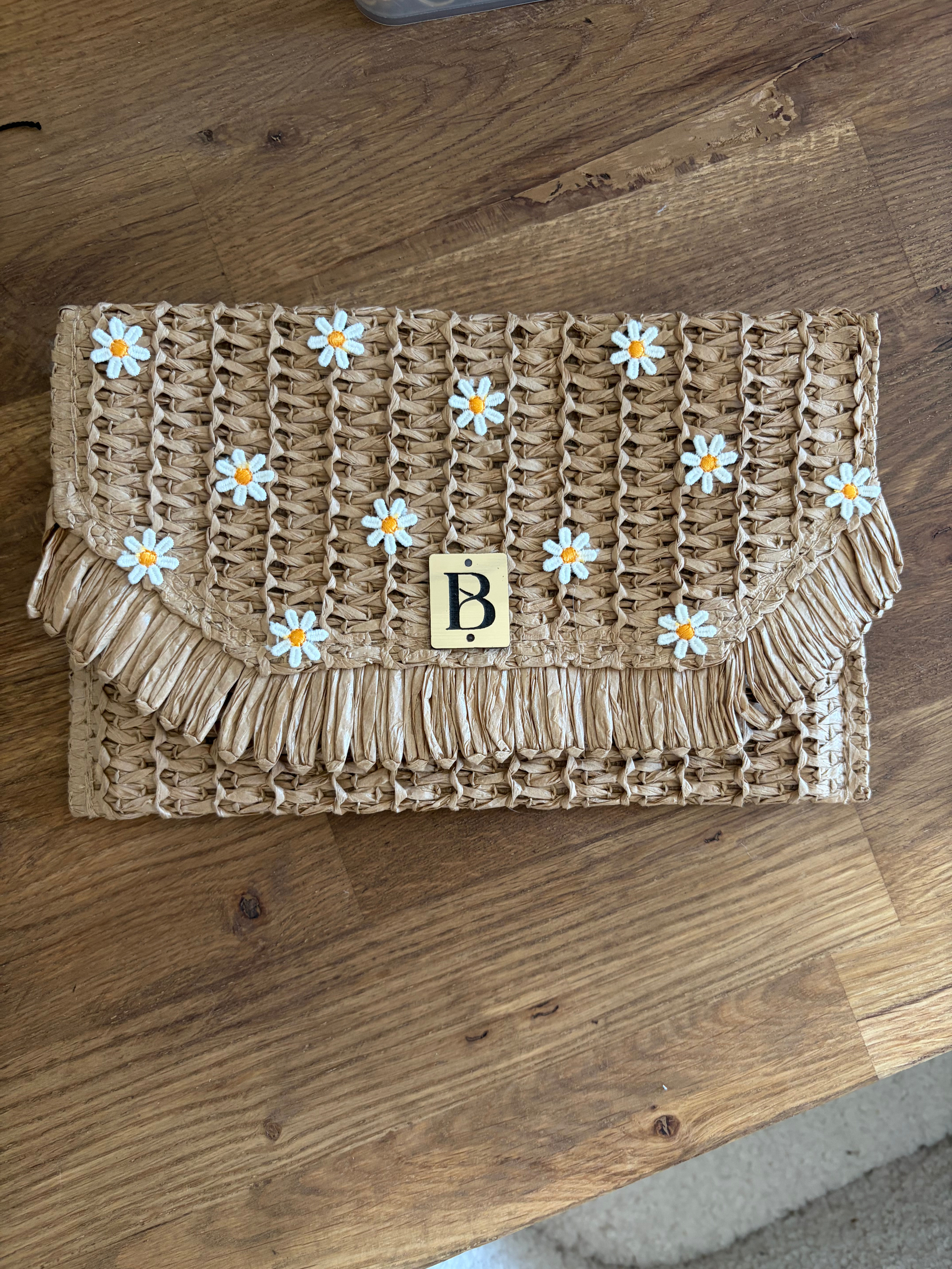 Pochette Raphia marguerite 