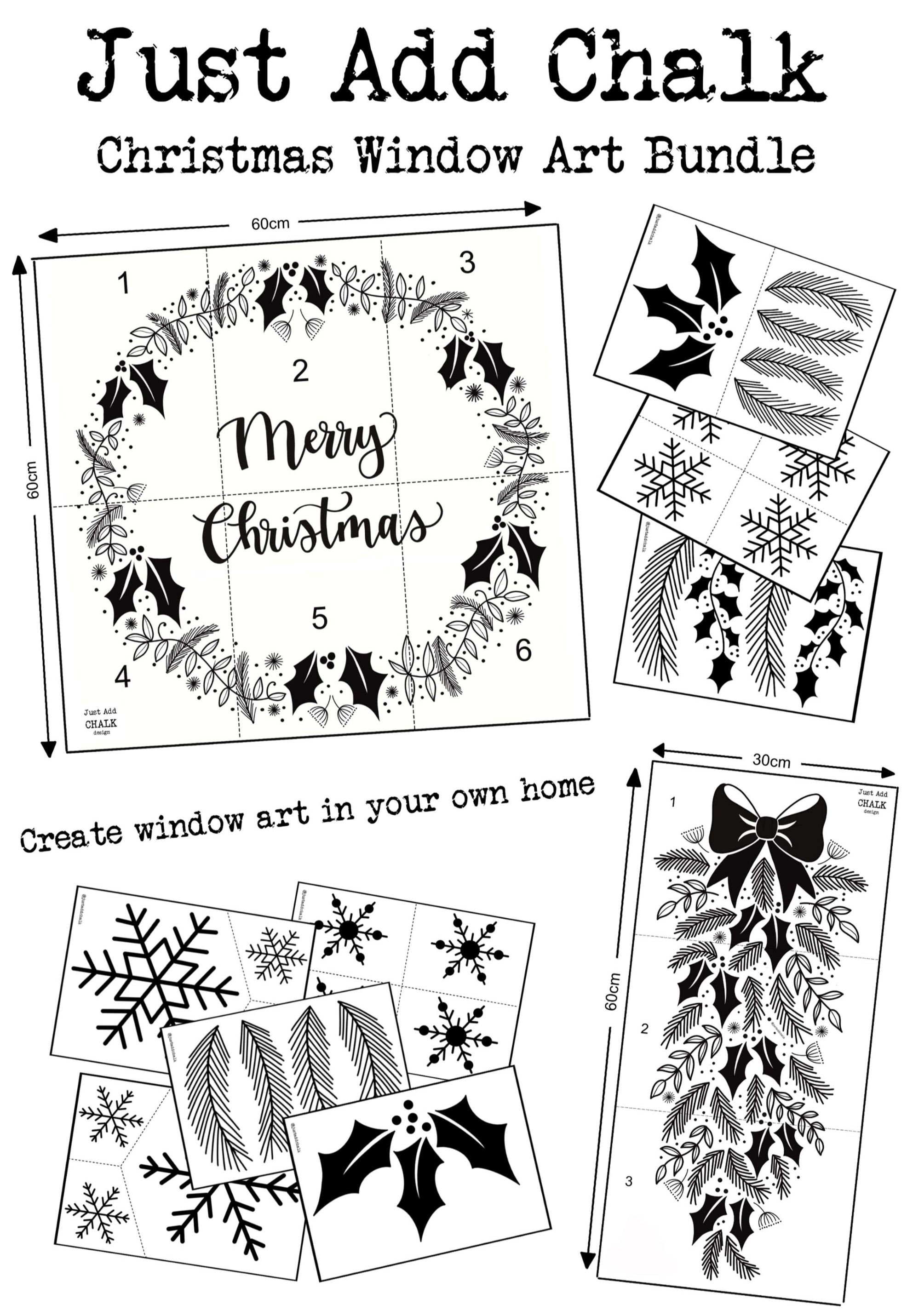 Christmas Window Art Printable PDF Bundle