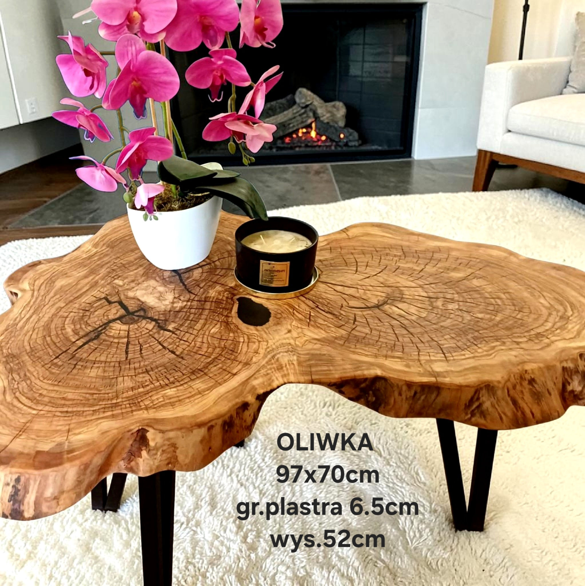 Stolik kawowy 97x70cm OLIWKA OKAZ live edge OD RĘKI