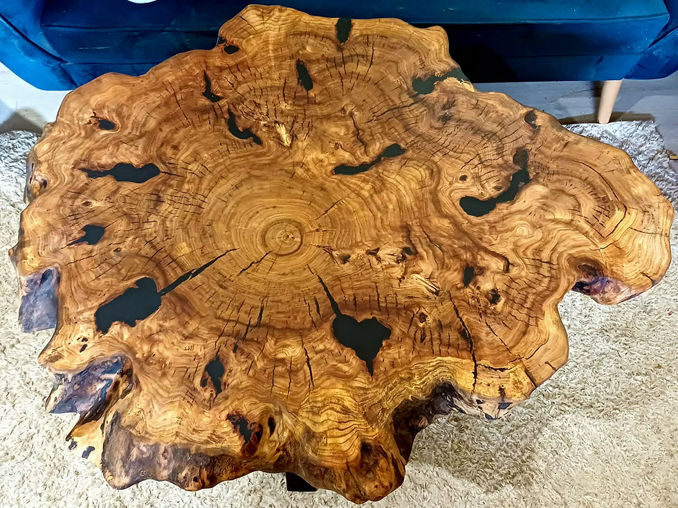 Miniatura: UNIKAT  Stolik kawowy 114x98cm PIĘKNY OKAZ LIVE EDGE plaster drewna 