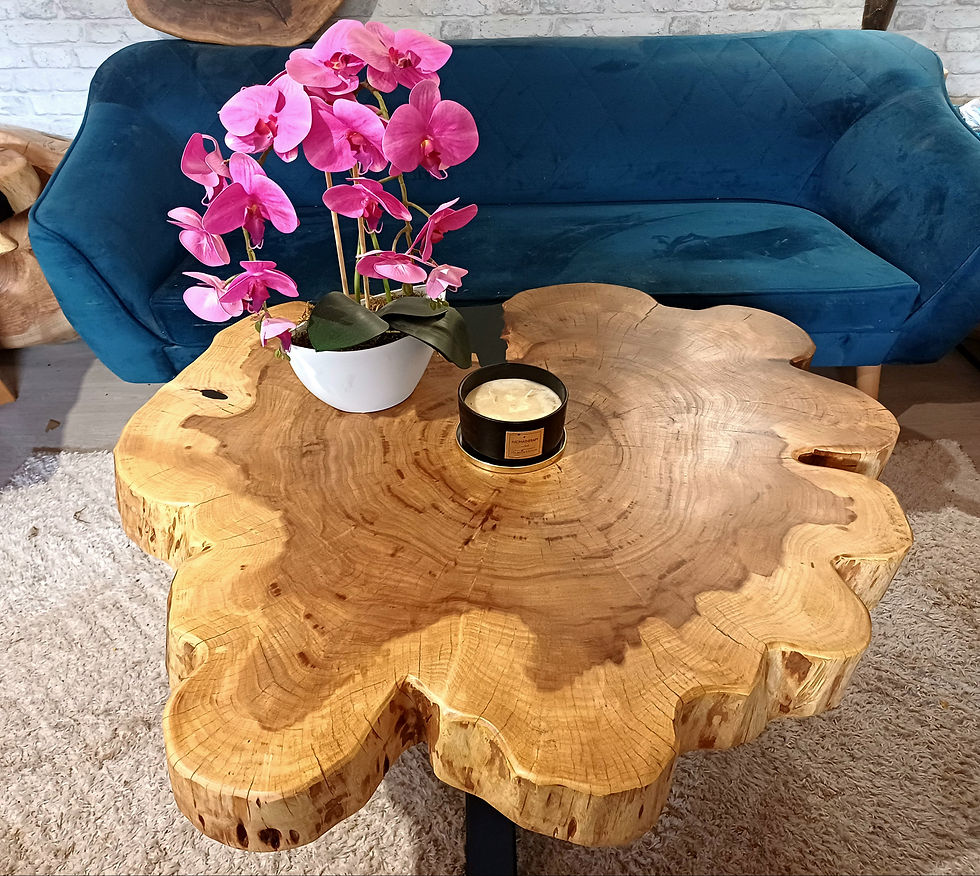 Miniatura: Stolik kawowy 96x90cm PIĘKNY OKAZ LIVE EDGE plaster drewna OD RĘKI 