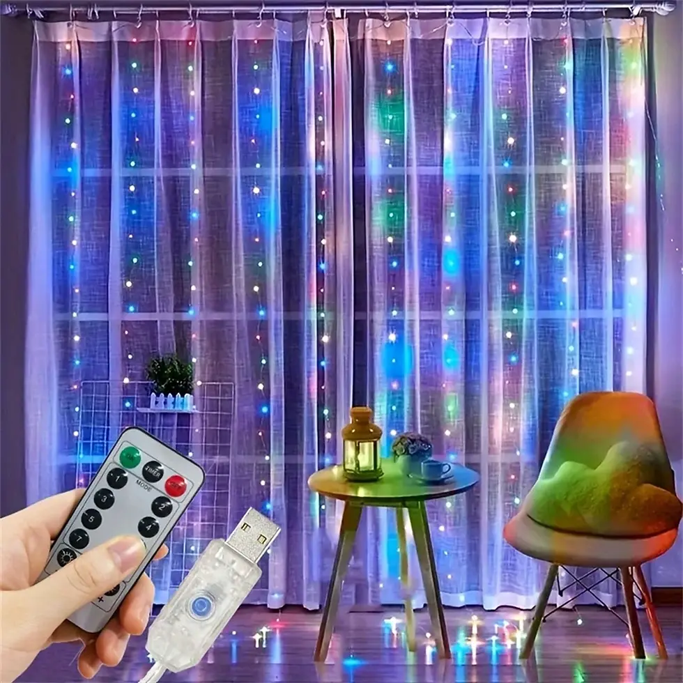 Miniatura: Cortina de Luzes LED USB com Controle Remoto 