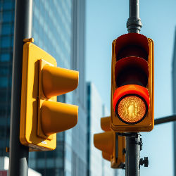 yellow traffic light at Augusta Georgia Cab office location.
