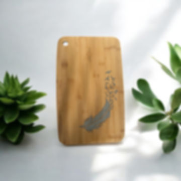 Bamboo large serving board with resin feather