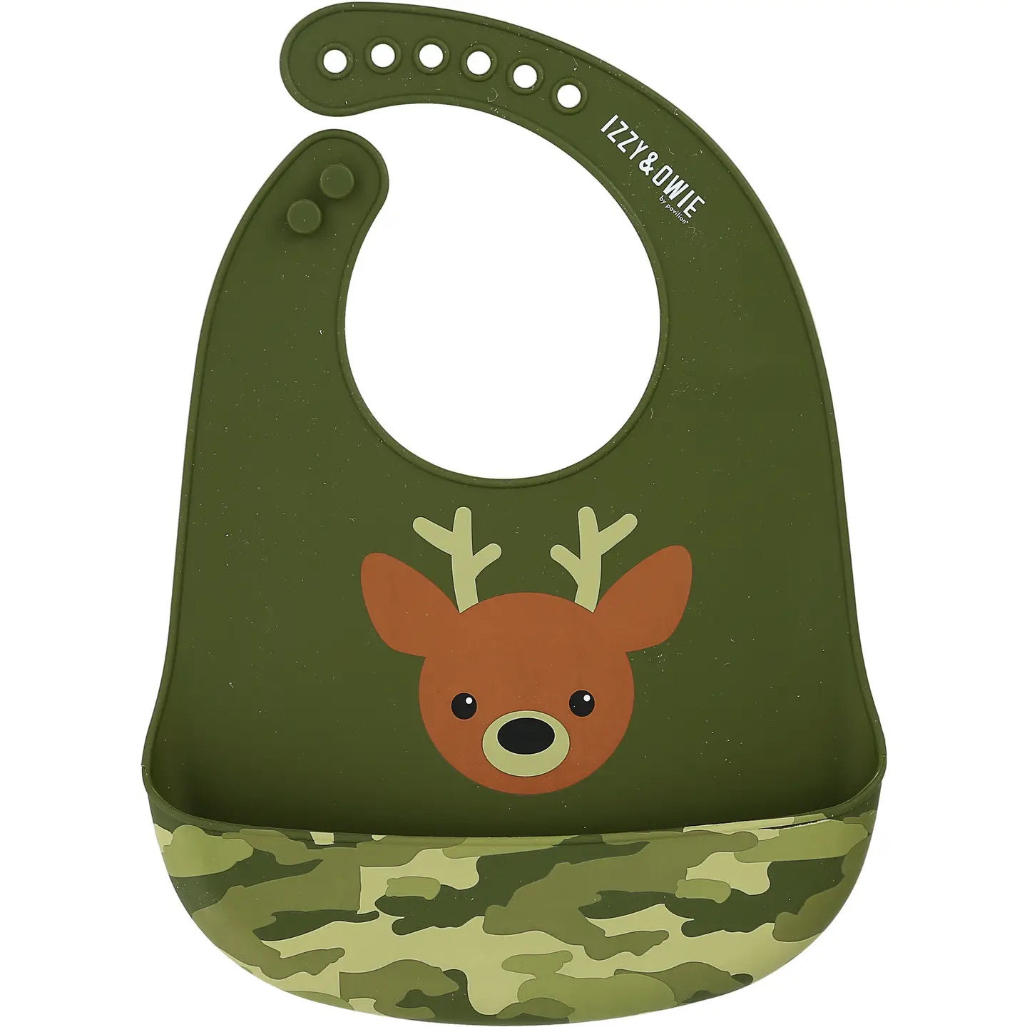 Woodland Green Camo Deer - 12" Silicone Catch All Bib