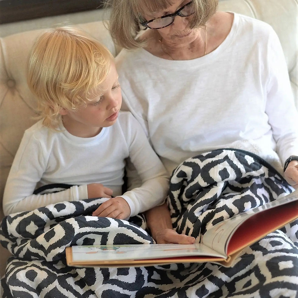 Thumbnail: Morrocan Blue and Flower Child Cotton Muslin Newcastle Blanket