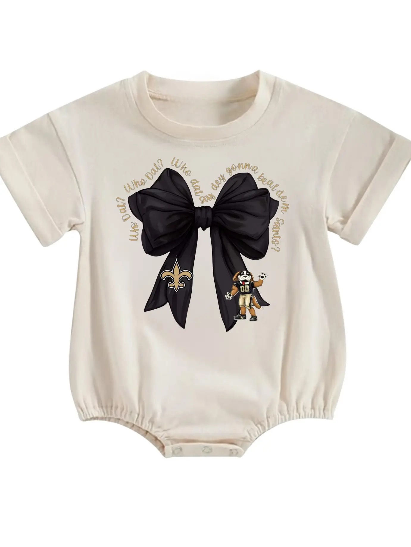Black & Gold Bow Short Sleeve Graphic Crewneck Bubble