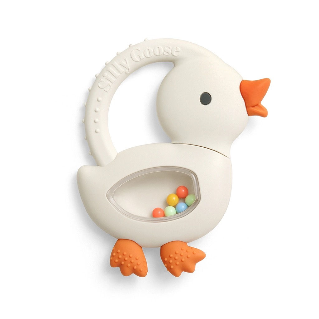 "New" Bitzy Shake™ - Silicone Teether with Rattle-GOOSE