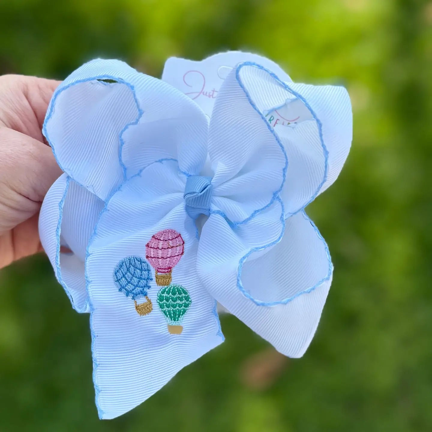 Hot Air Balloon Embroidered Bow