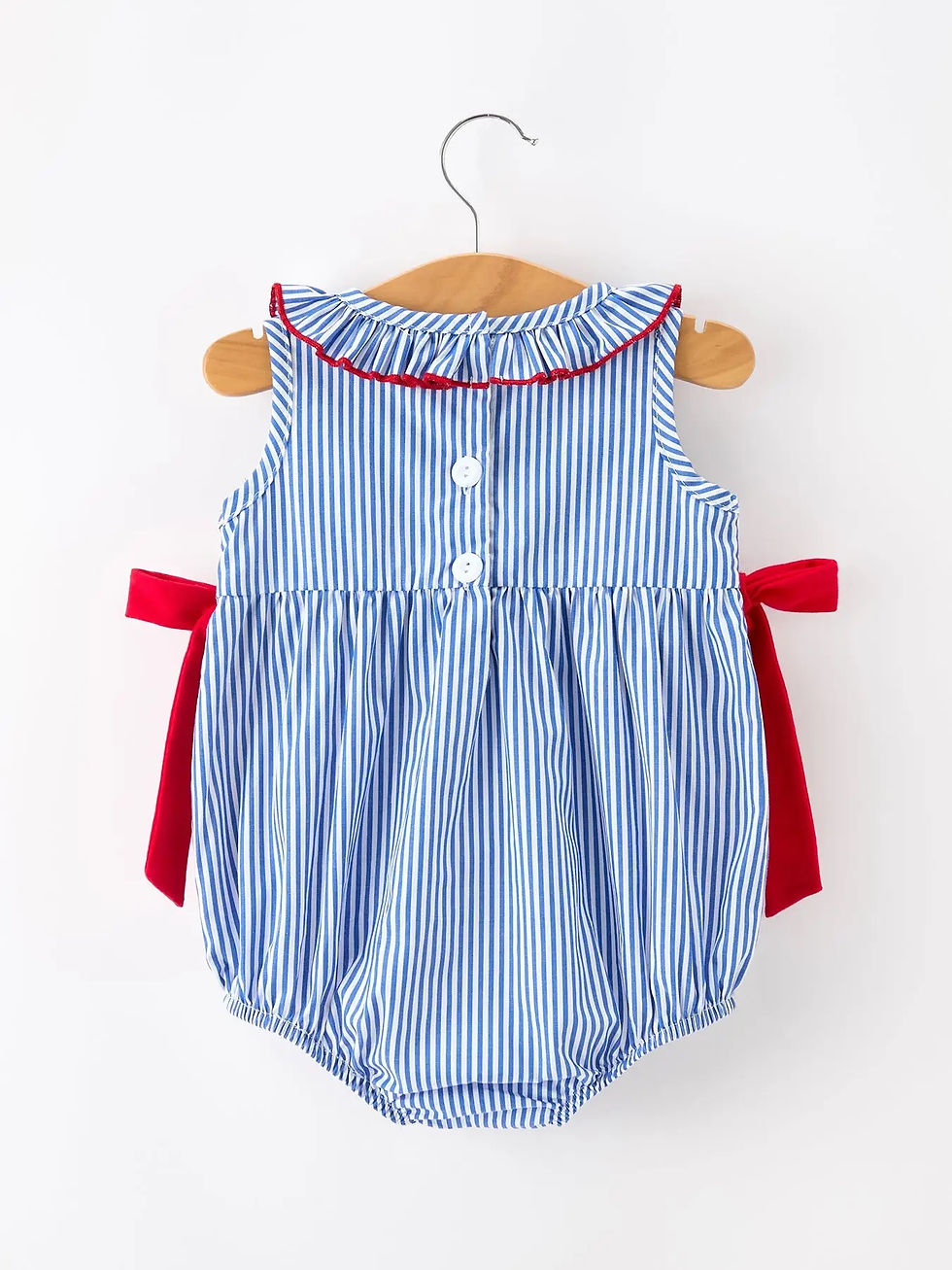 Thumbnail: 4th of July Plaid Bow Smocked Romper