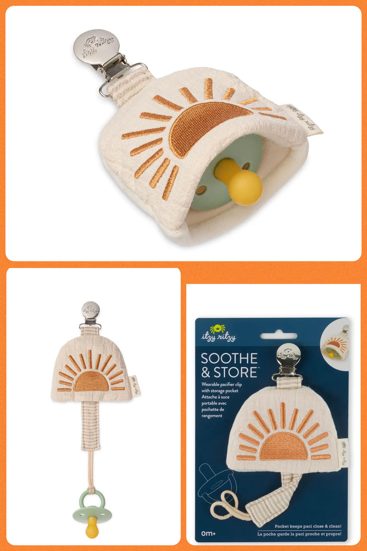 Sun Soothe & Store Pacifier Clip