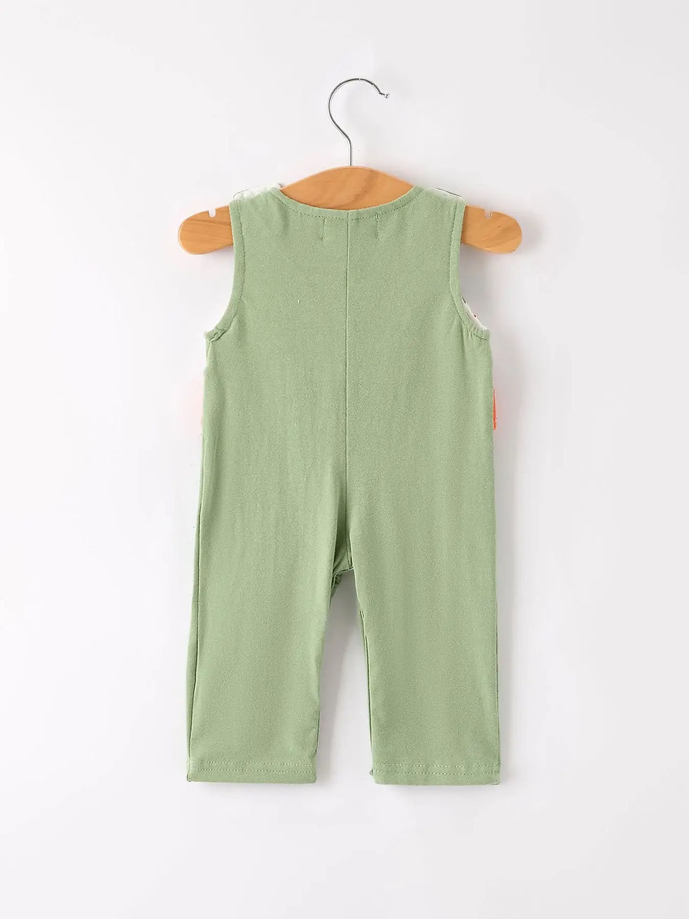 Thumbnail: Fall Thanksgiving Chicken Smock Embroidered Green Romper