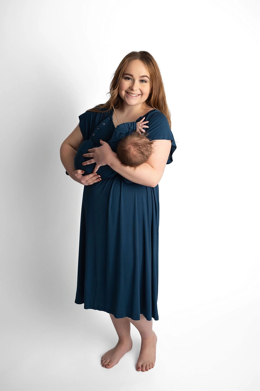 Thumbnail: "Mommy&Me" Hospital Gown with Matching Knotted Gown with Hat or Bow