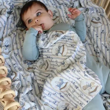 Thumbnail: Vintage Blue Rocking Horse Muslin Blanket