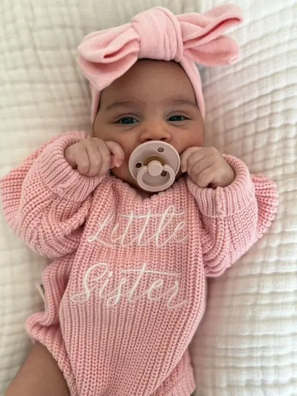 Little Sister Knit Newborn Romper