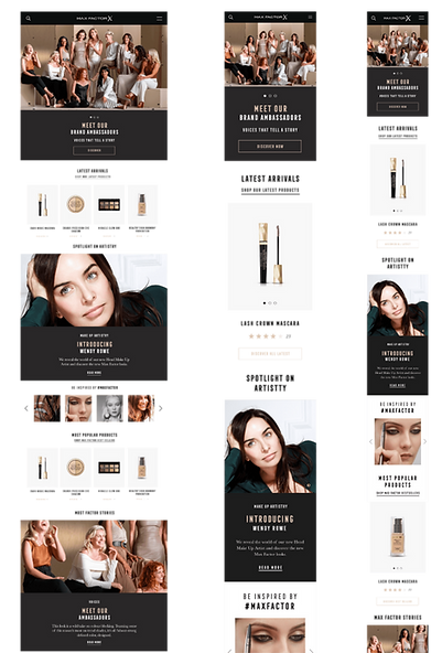 Responsive UX/UI design layouts for a beauty website