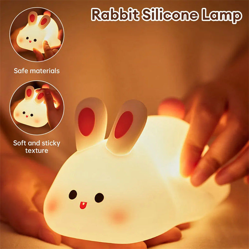 Miniatura: Cute LED Night Light Touch Sensor Cartoon Kid's Nightlights Big Face Rabbit Sili
