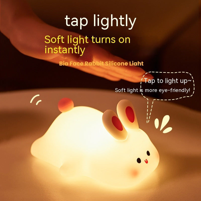Miniatura: Cute LED Night Light Touch Sensor Cartoon Kid's Nightlights Big Face Rabbit Sili