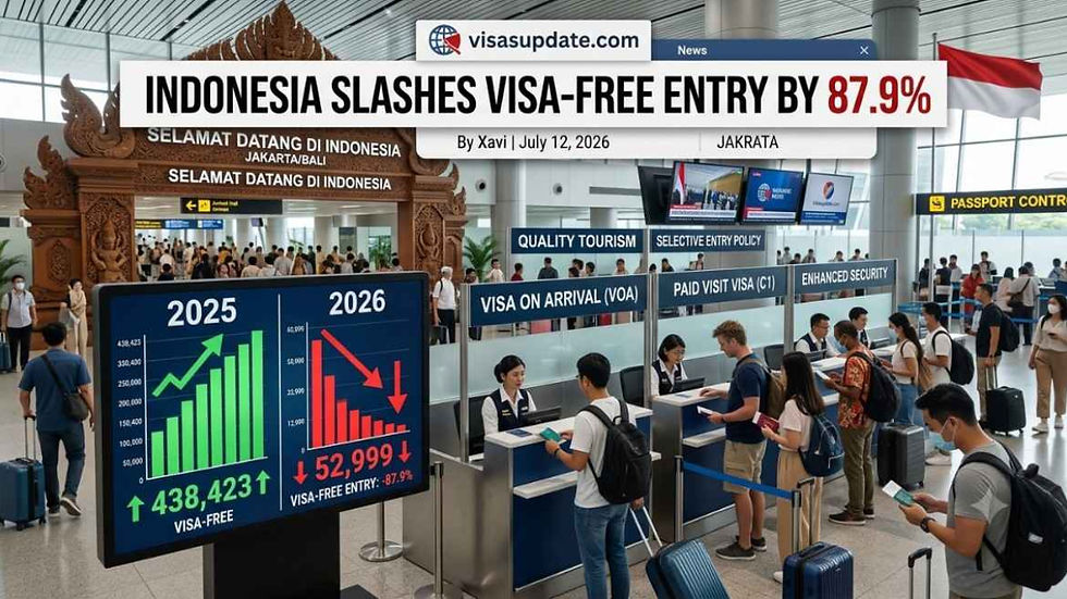Indonesia cuts visa-free entry by 87.91% in first half of 2026 as part of selective immigration policy.