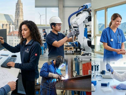 Austria Shortage Occupation List 2026 with IT, engineering, healthcare, construction roles offering +10 bonus points for Red-White-Red Card applicants.