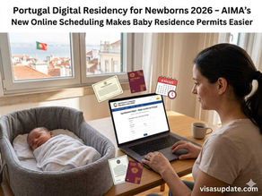 Portugal digital residency for newborns 2026 process shown on AIMA’s online scheduling portal, making baby residence permits easier with a six-month deadline.