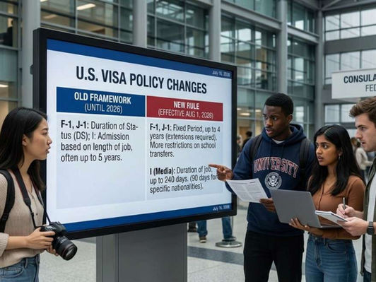 DHS finalizes rule ending Duration of Status for F-1, J-1, and I visas with fixed 4-year admission periods and USCIS extension requirements.