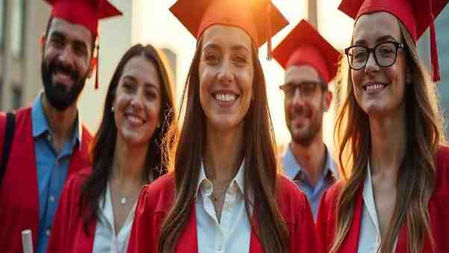 "International students in Canada celebrating graduation with PGWP eligibility updates 2025, featuring IRCC logo and Canadian landmarks."