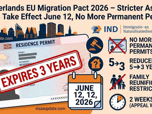 Netherlands EU Migration Pact 2026 introducing stricter asylum rules from June 12 including no permanent permits, three-year temporary permits, and tighter family reunification.
